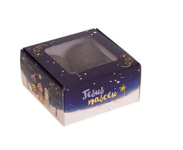 Caixa Com Visor 4 Doces Natal Jesus Nasceu - pack 10 unidades